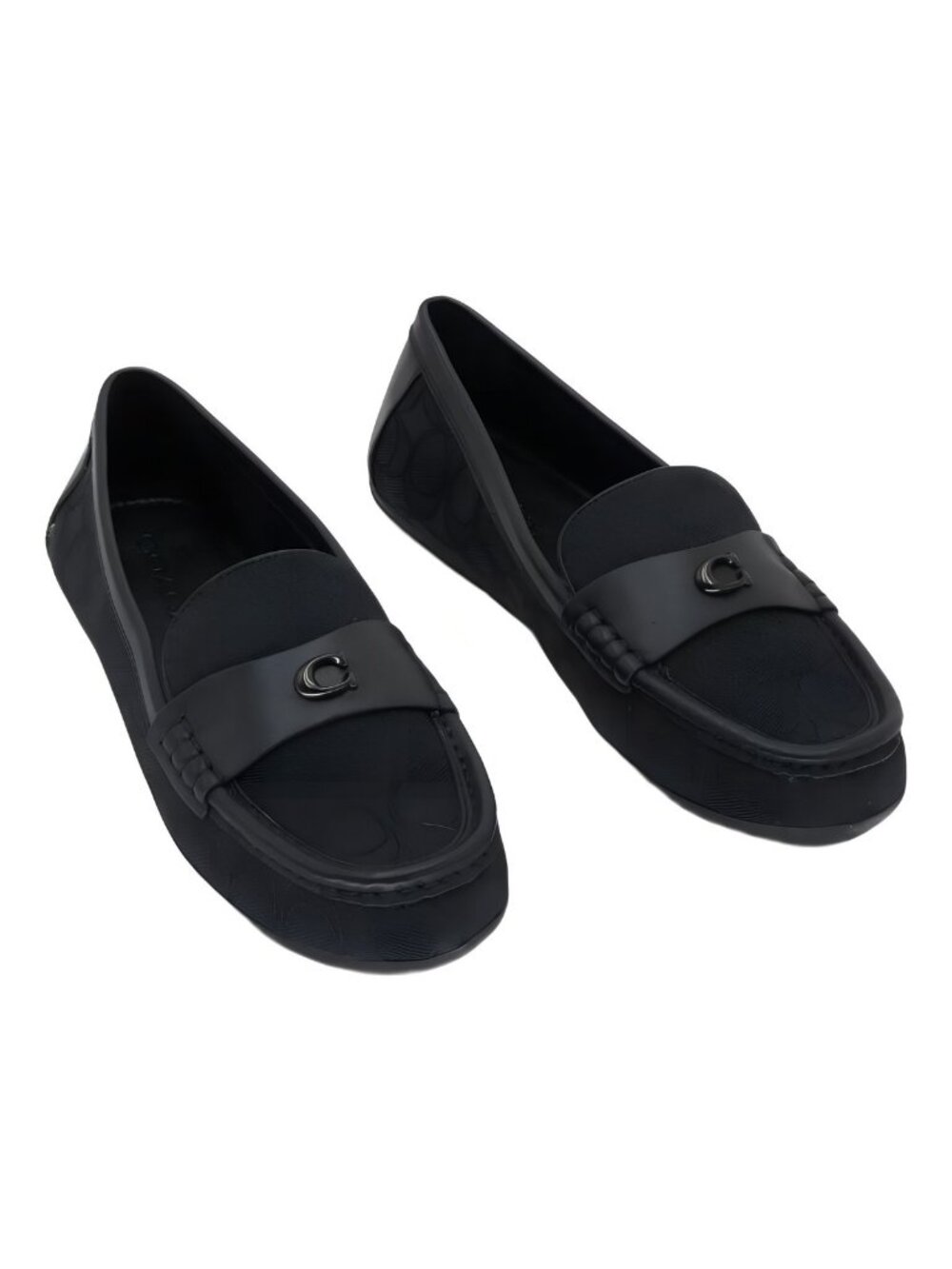 COACH Sculpted C Signature Round Toe Classic Loafer Flats Black Sz US 8M EU 39